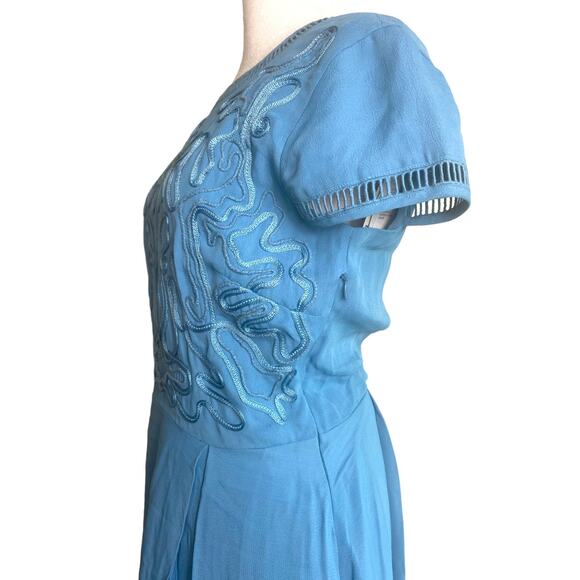 NWT REISS DRESS 6 BLUE COCKTAIL CASUAL WESTERN COUNTRY COASTAL COTTAGECORE - Picture 12 of 15